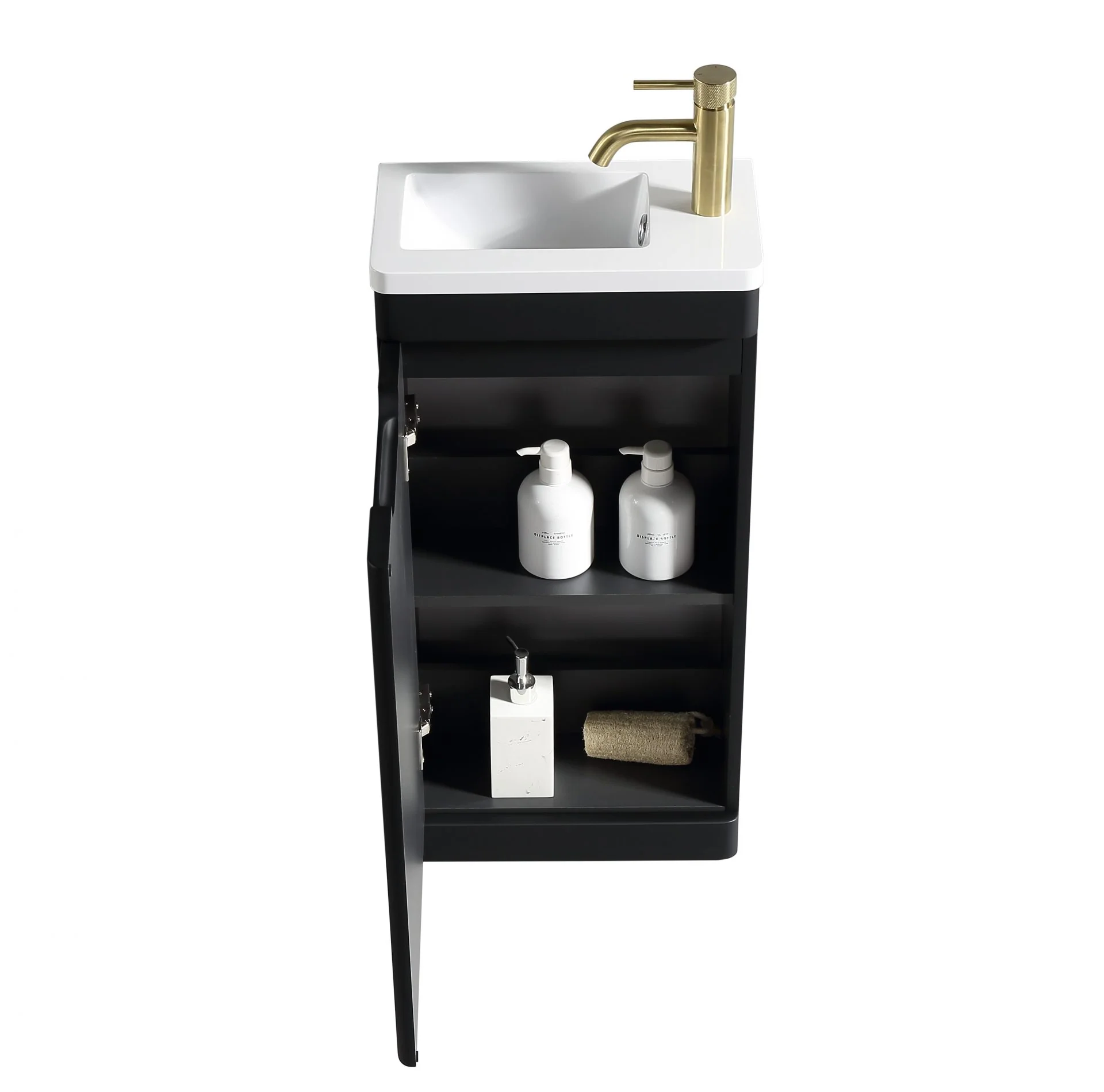 Accera Mini Floor Standing Vanity Unit - Silk Black - Image 3