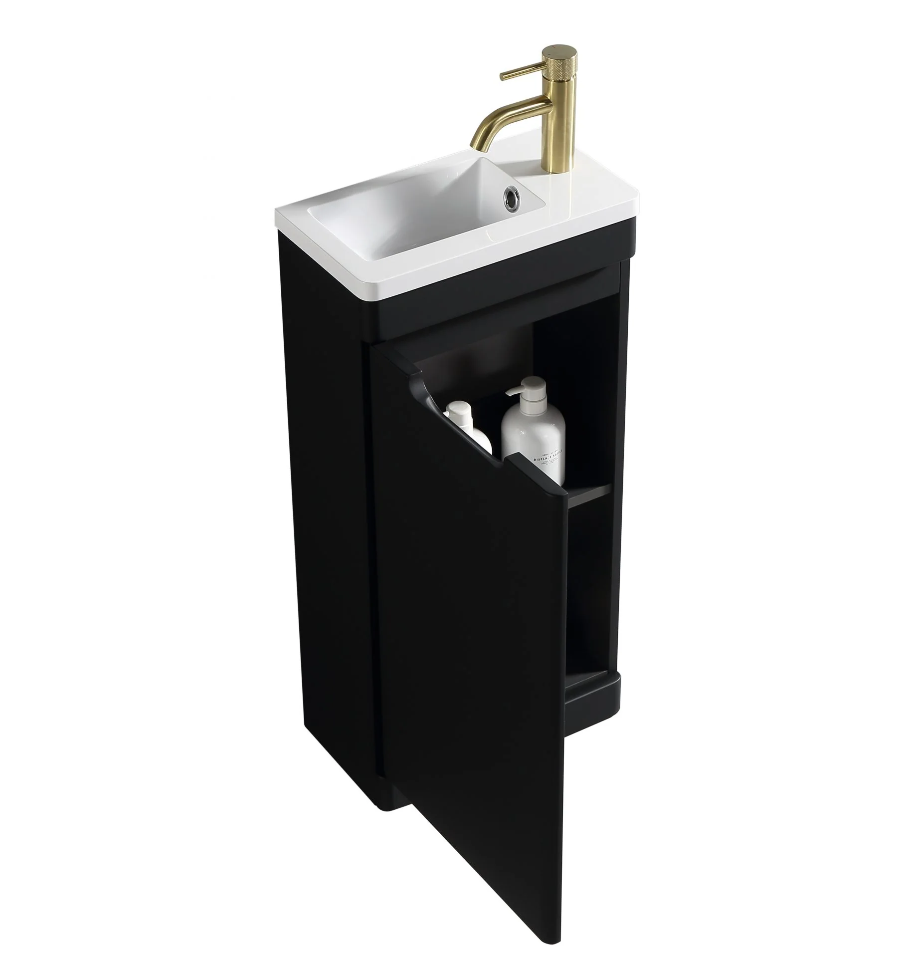 Accera Mini Floor Standing Vanity Unit - Silk Black - Image 4