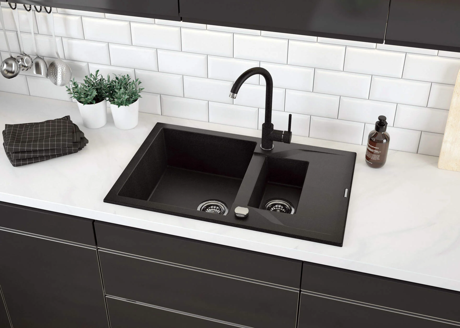 Andante Granite sink 1.5-bowl with drainer - Image 3