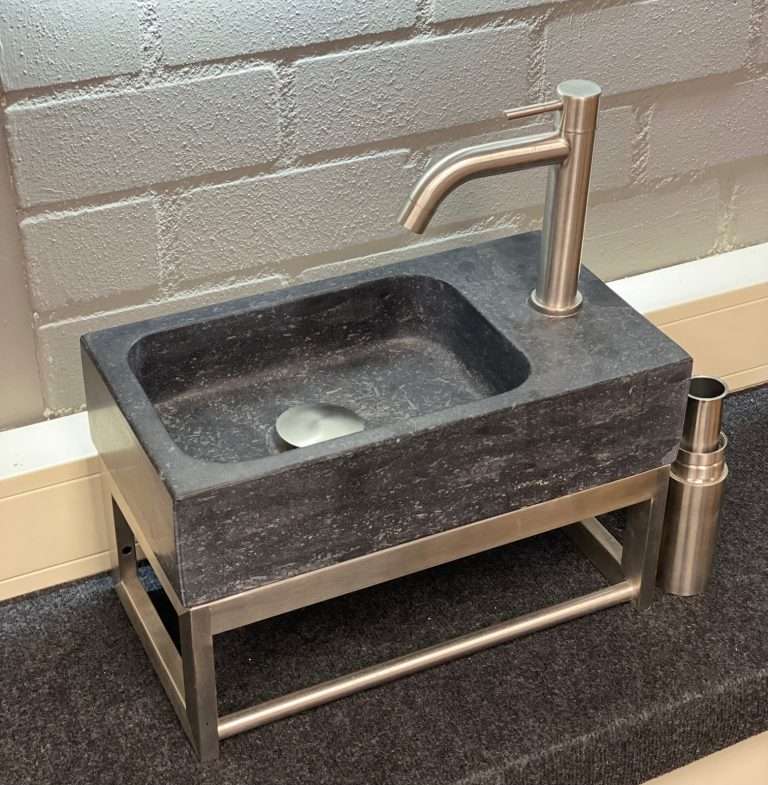 Atlas IV RVS Frame with Stone Basin 40cm x 22cm