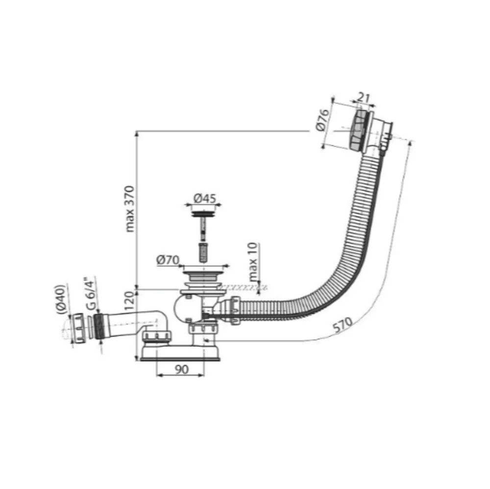 Automatic siphon with overflow for bath - Image 4