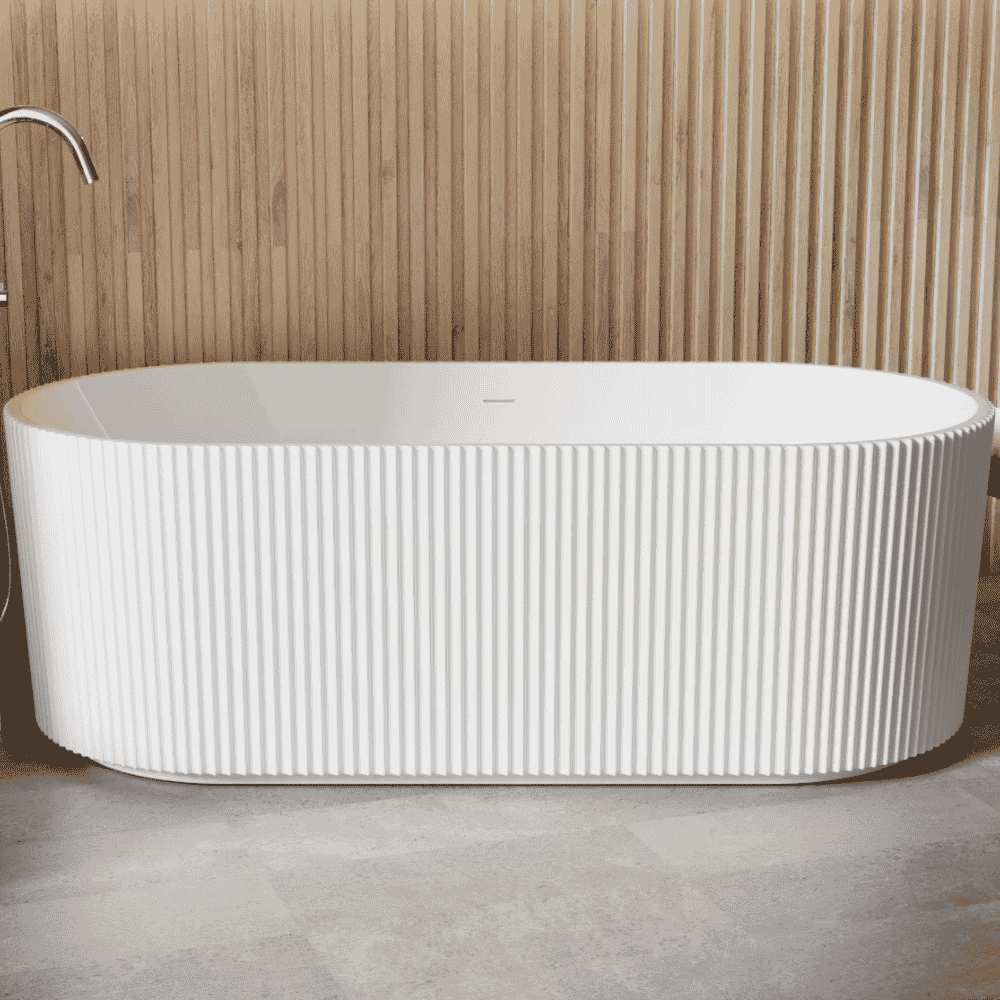 Besco Giuliana Freestanding Acrylic Bathtub with White Syphon