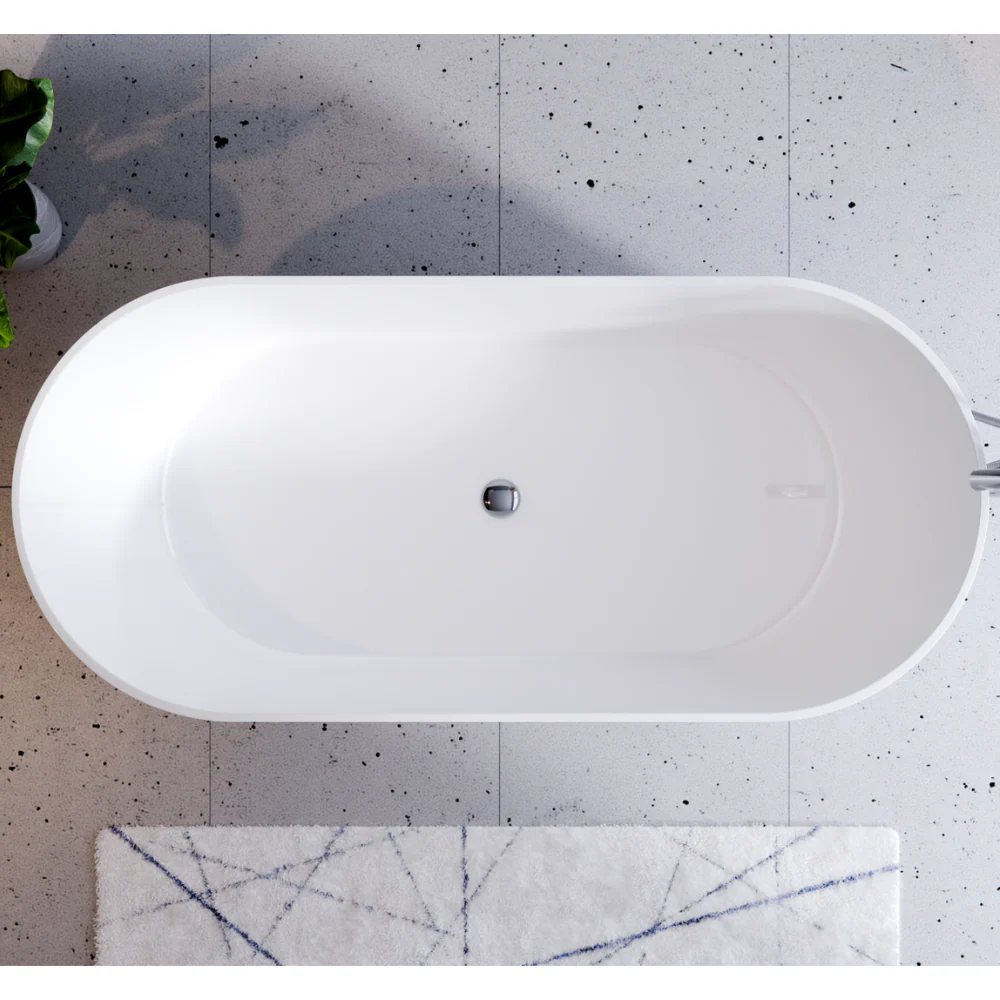 Besco Lova Freestanding Mineral DuraBe Bathtub with White Syphon (Gloss/Matt) - Image 3