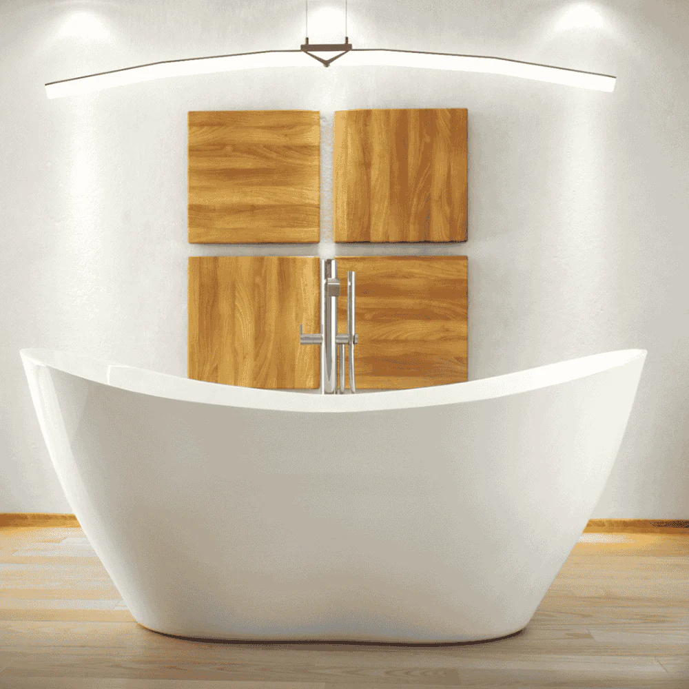 Besco Viya Freestanding Mineral-Cast Bathtub with White Syphon (Gloss or Matt), 160×70 / 170×72