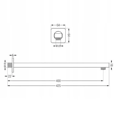 Chrome Rectangular Wall Shower Arm by Bathroom Store Ireland - Image 2