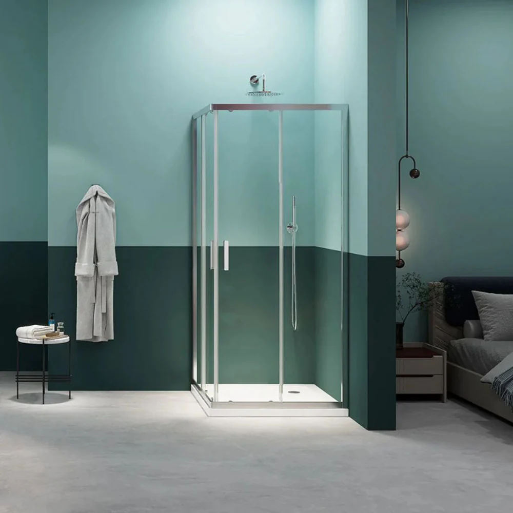 Gulietta Chrome Square Corner Entry Shower Enclosure