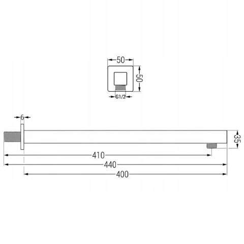 Chrome Square Wall Shower Arm - Image 2