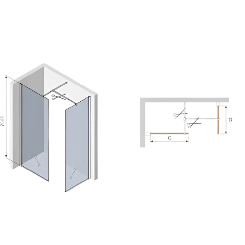 Chrome T-Connecter for Wet Room Panels - Image 4