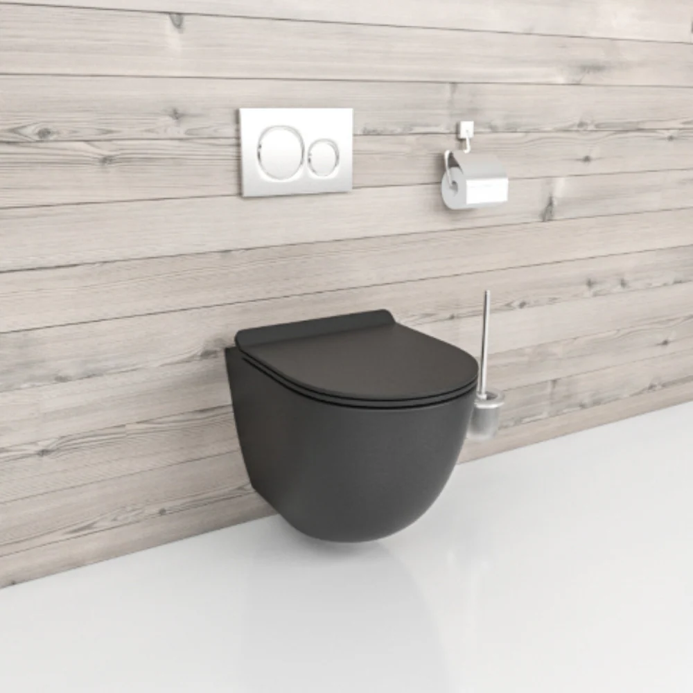 Cassiopeia Black Mat Rimless Wall Hung Toilet