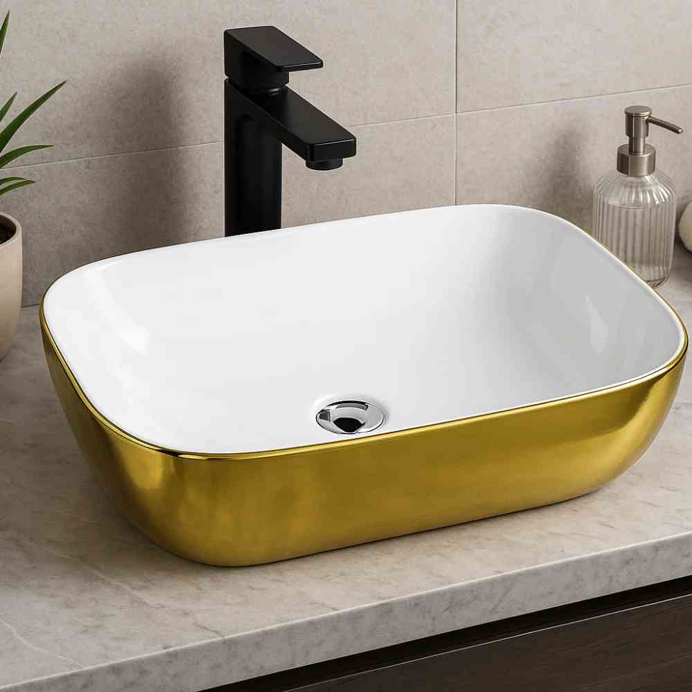Costa Countertop Washbasin - Gold/White