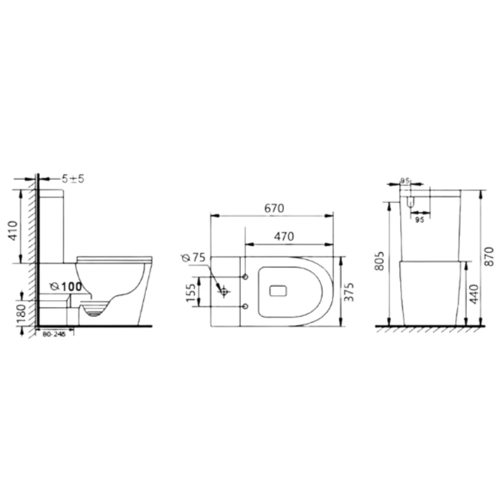 Elegance Tornado Flush Floor Mounted Toilet (Comfort Height 44cm) - Image 8