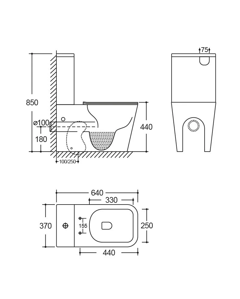 Tryton 3.0 Tornado Flush Floor Mounted Toilet (Comfort Height 44cm) - Image 2