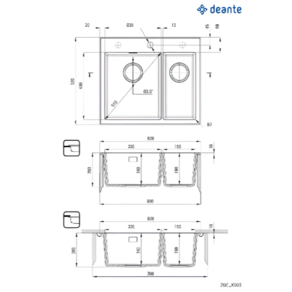 Eridan Granite sink 1.5-bowl - Image 2