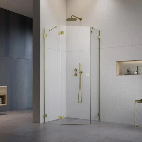 Essenza Pro Brushed Gold PTJ Pentagon Shower Enclosure - Image 2