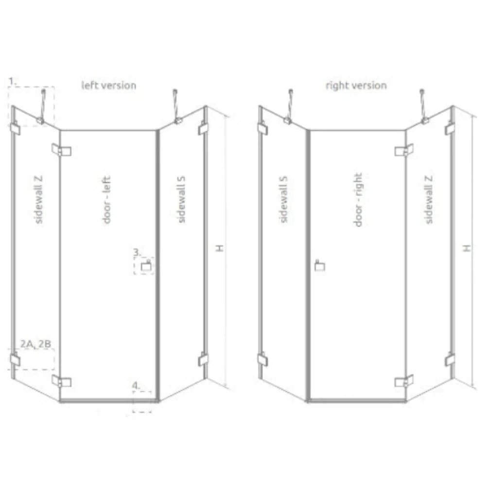 Essenza Pro Brushed Gold PTJ Pentagon Shower Enclosure - Image 6