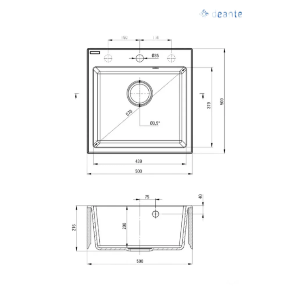 Evora Granite sink 1-bowl - Image 2