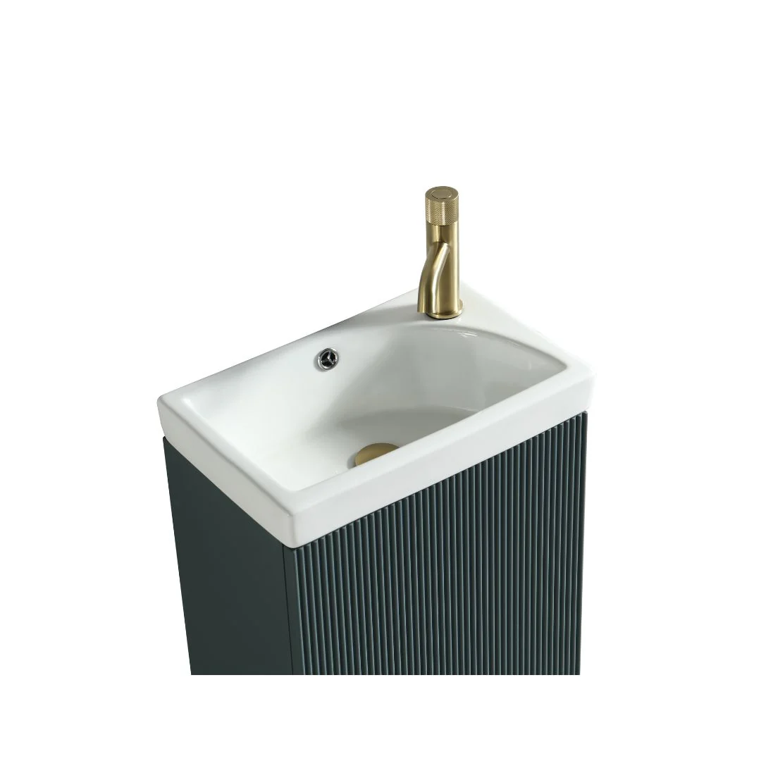 Flauto Mini Floor Standing Vanity Unit - Smoked Sage - Image 2
