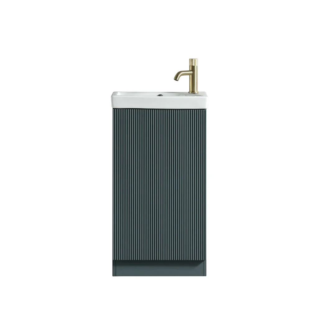 Flauto Mini Floor Standing Vanity Unit - Smoked Sage - Image 4