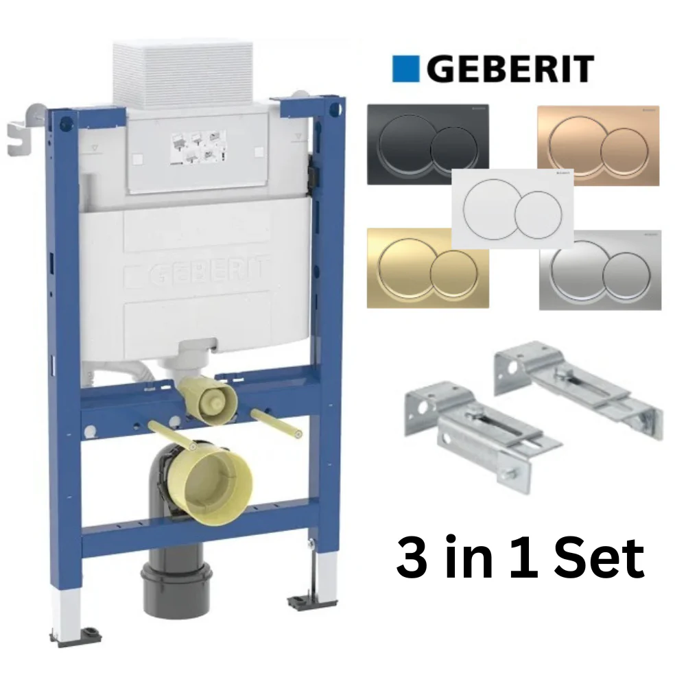 Geberit Duofix Alpha Wc Frame 820mm Concealed Cistern, Oval Plate Brackets and Acoustic Mat 458.033.00.2