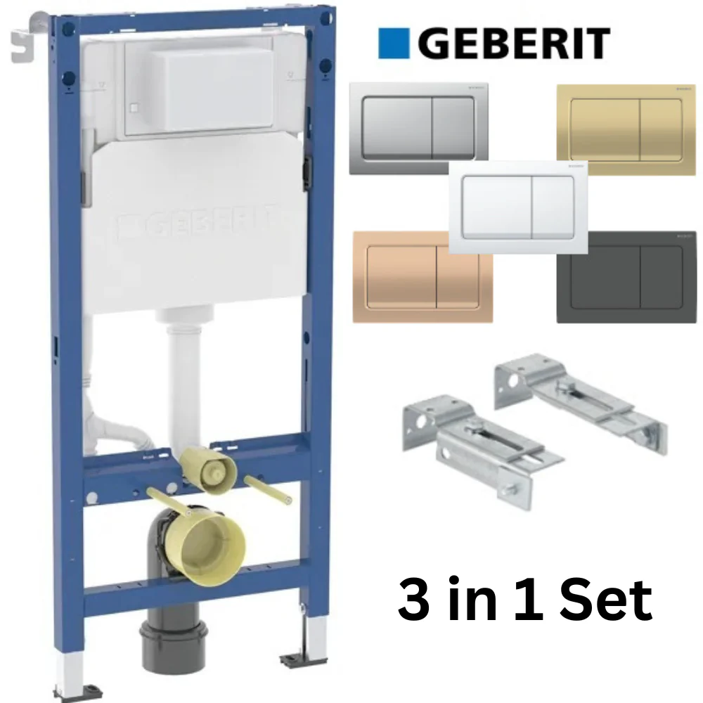 Geberit Duofix Alpha Wc Frame 980, Concealed Cistern, Rectangular Plate Bracket and Acoustic Mat