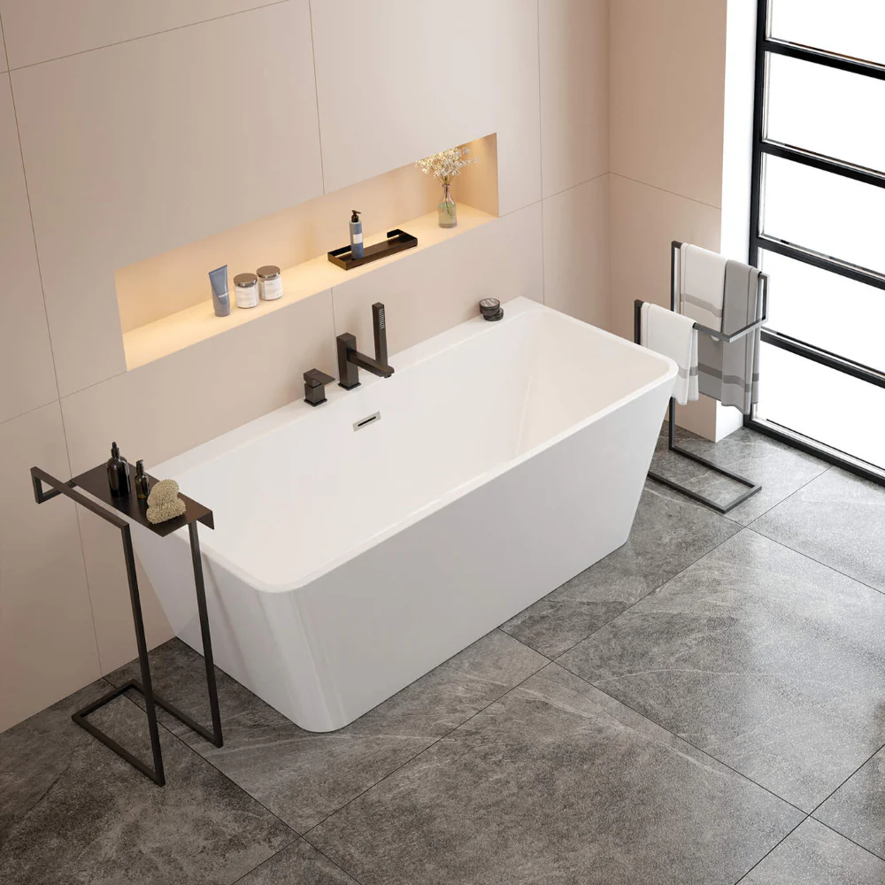 Hiacynt Acrylic bathtub back-to-wall/freestanding rectangular - Image 3