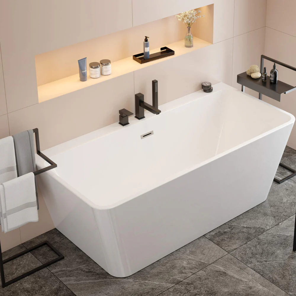 Hiacynt Acrylic bathtub back-to-wall/freestanding rectangular - Image 4