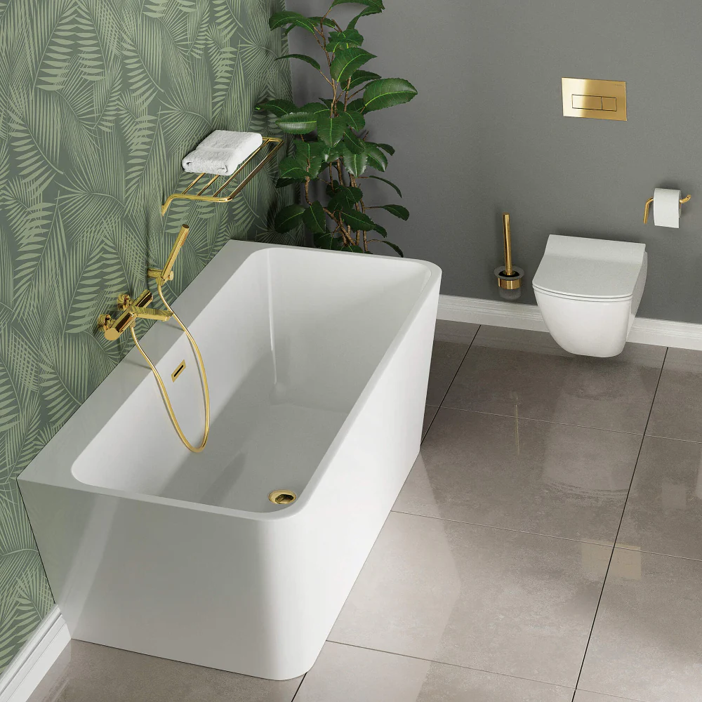 Hiacynt Acrylic bathtub back-to-wall/freestanding rectangular - Image 5