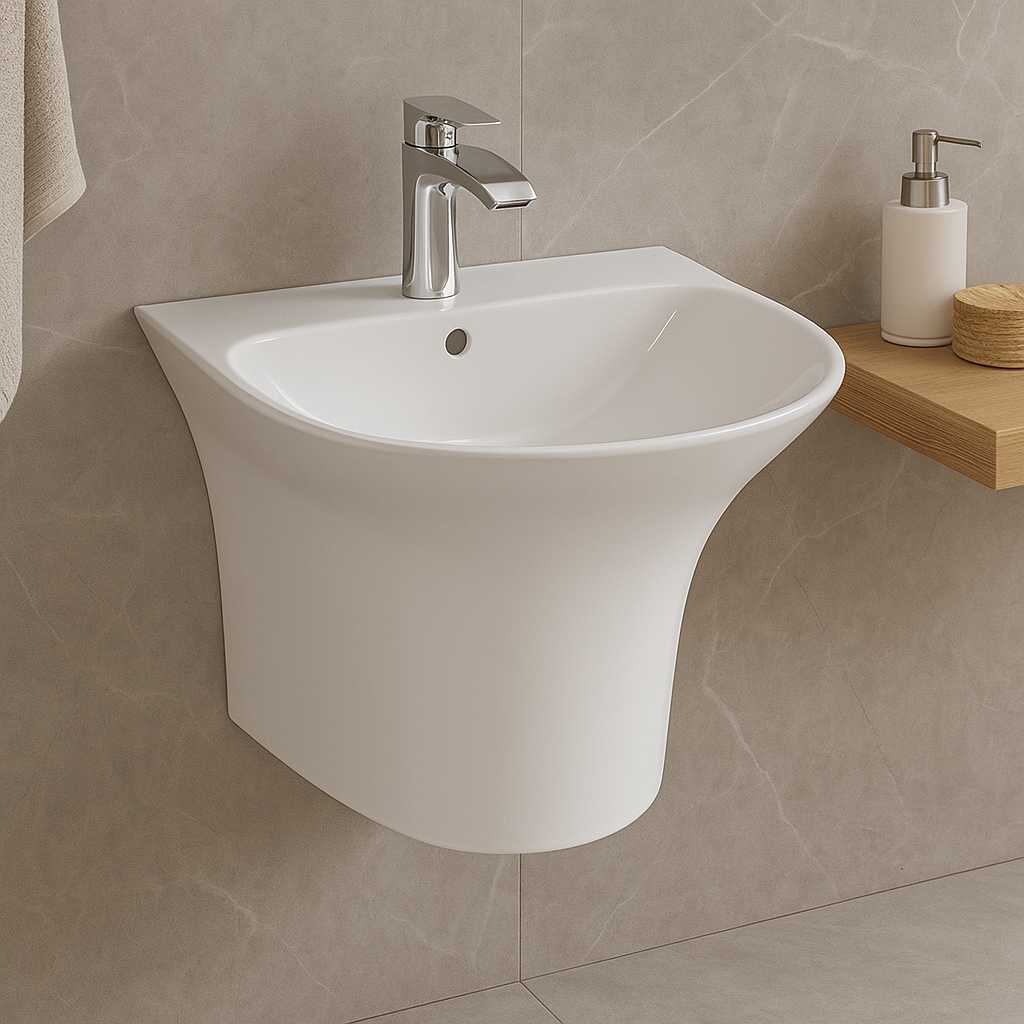 Ivory Wall-Mounted Basin White