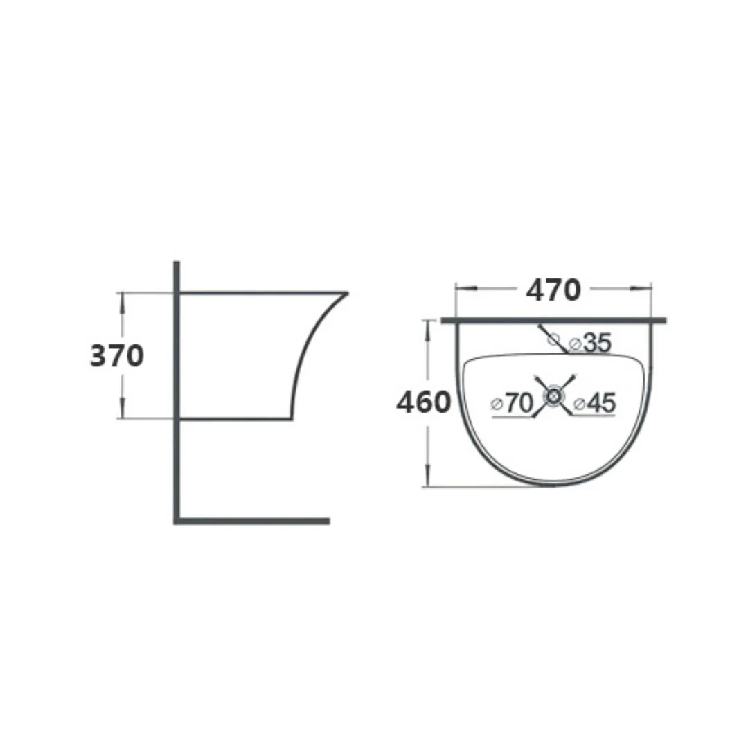 Ivory Wall-Mounted Basin White - Image 3