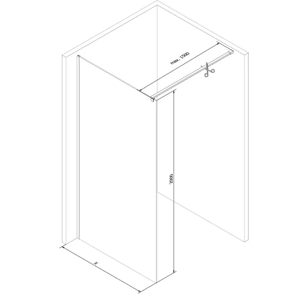 Walk-In Screen Clear Glass with Black Profiles 8mm - Image 5