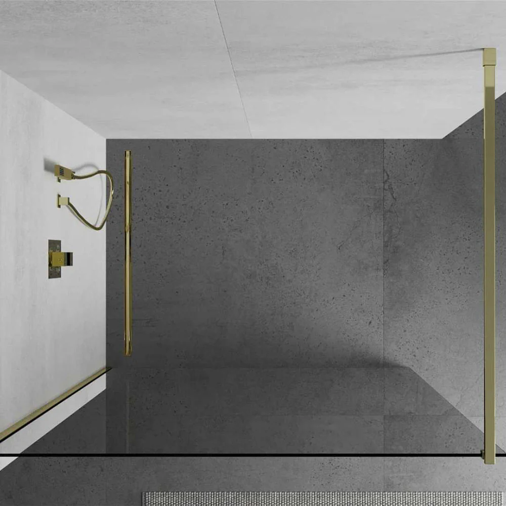 Wet Room Screen Clear Glass with Gold Profiles - Image 3