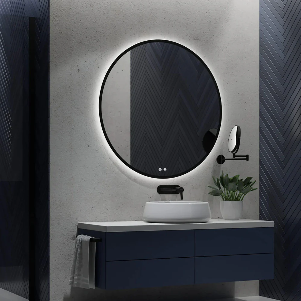 LED5 Round Black Frame LED Mirror - Image 2