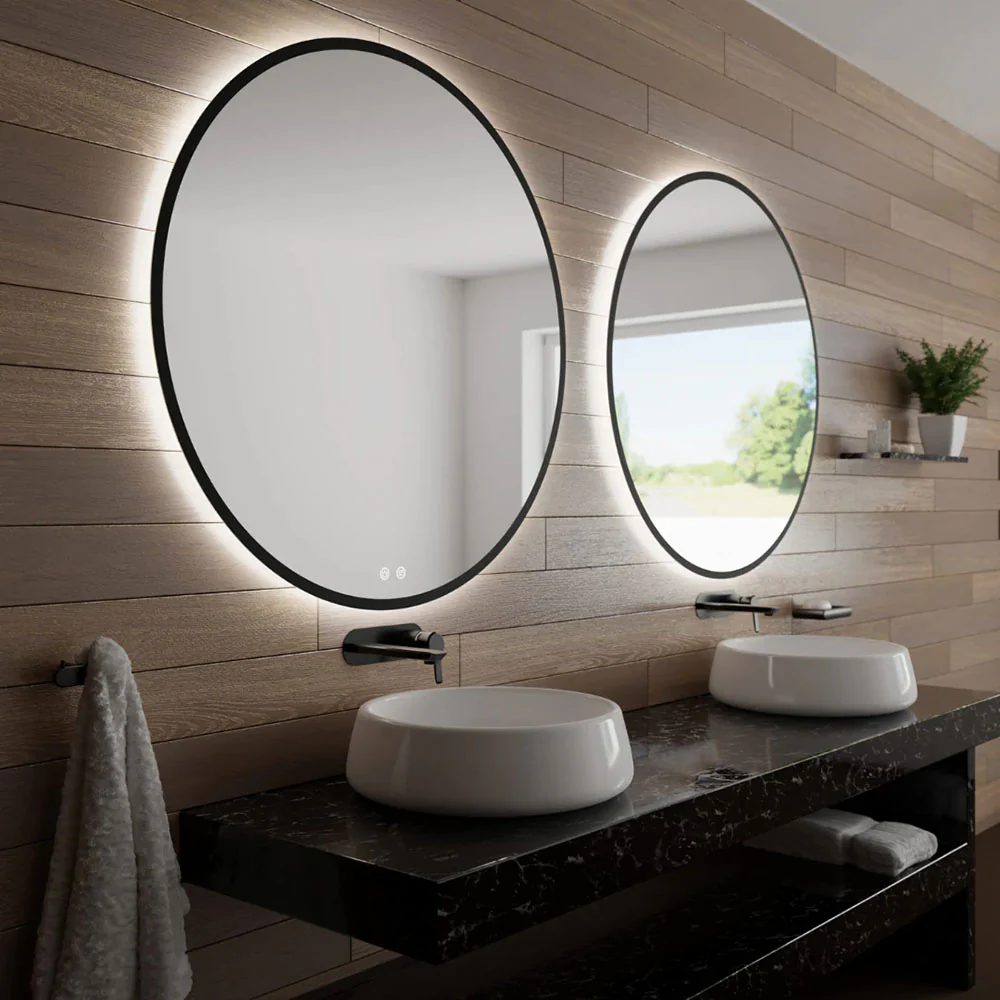 LED5 Round Black Frame LED Mirror - Image 3
