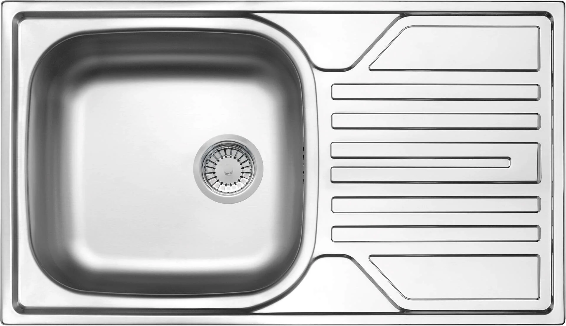 Legato Steel sink 1-bowl with drainer - 3.5" drain