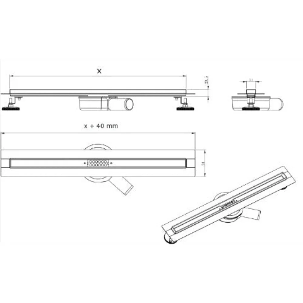 Chrome Slim Linear Shower Drain - Image 8