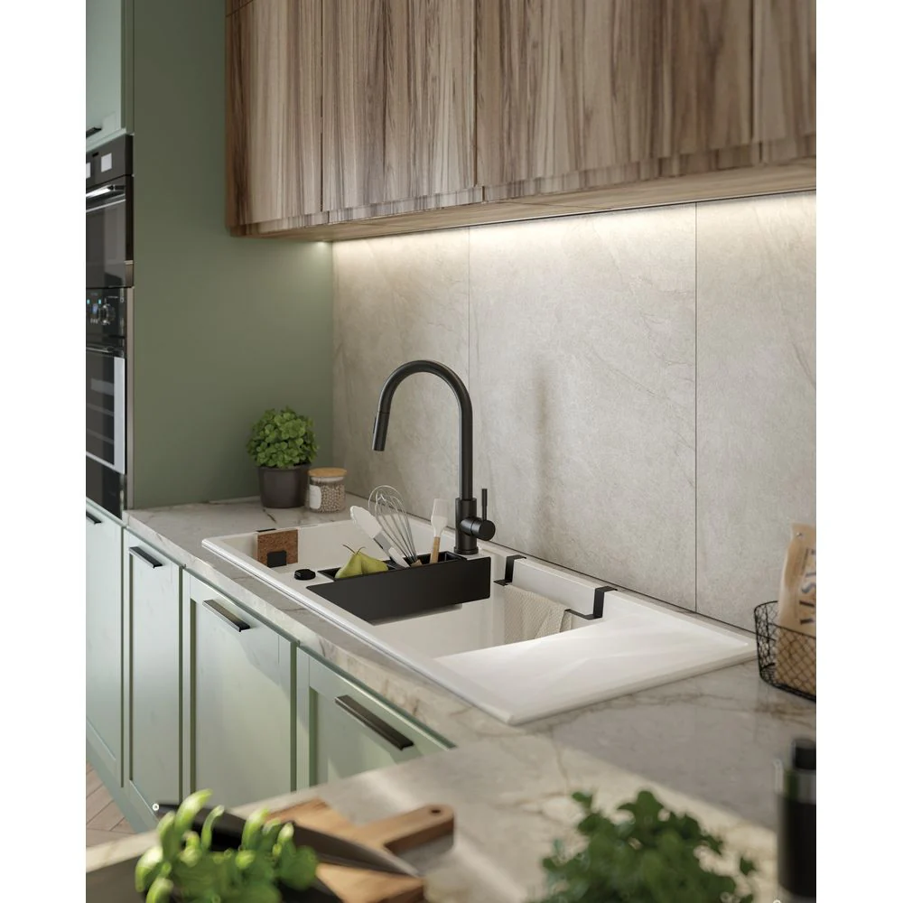 Magnetic granite sink, 2-bowl with drainer - 1140x900mm - Image 3
