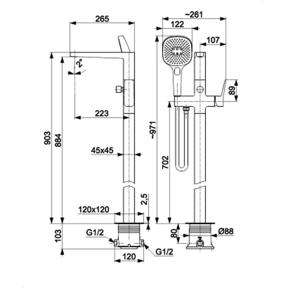 Malaga Free Standing Bath mixer - Image 8