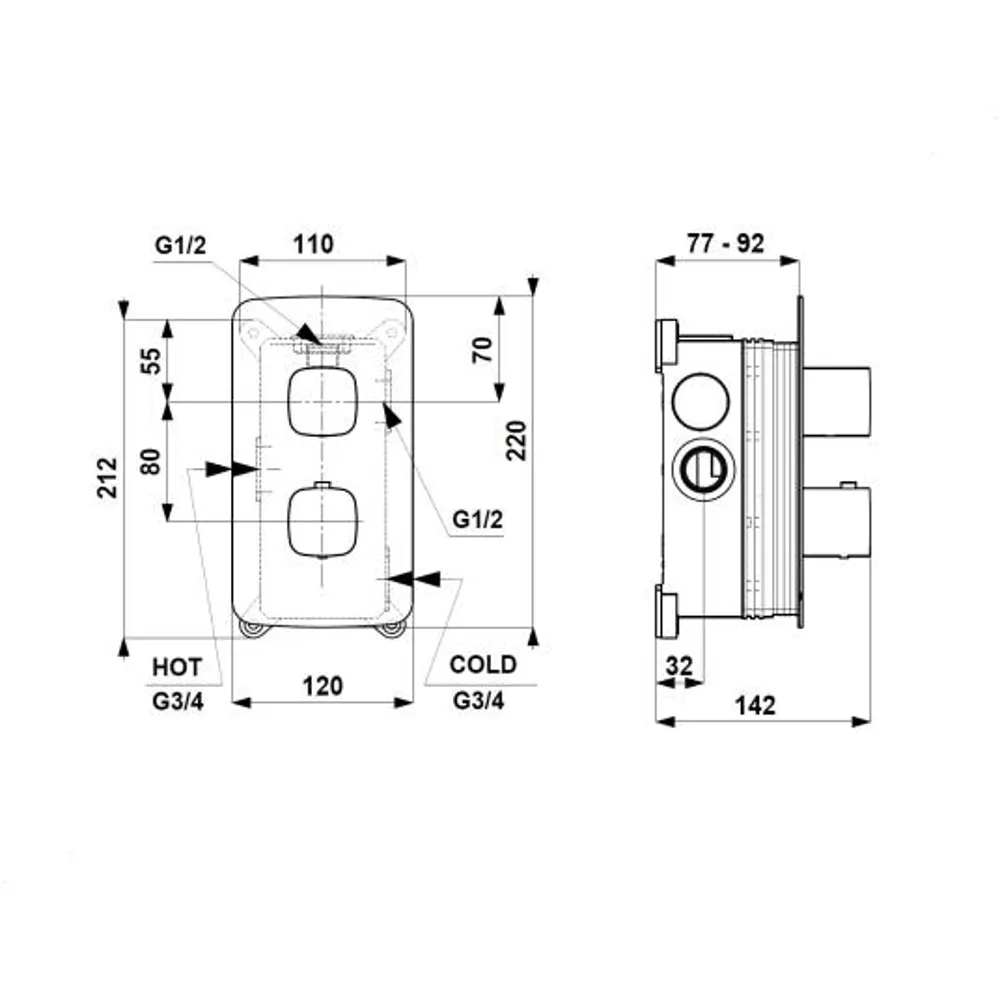 Malaga Thermostatic Concealed Shower MIxer - Image 6