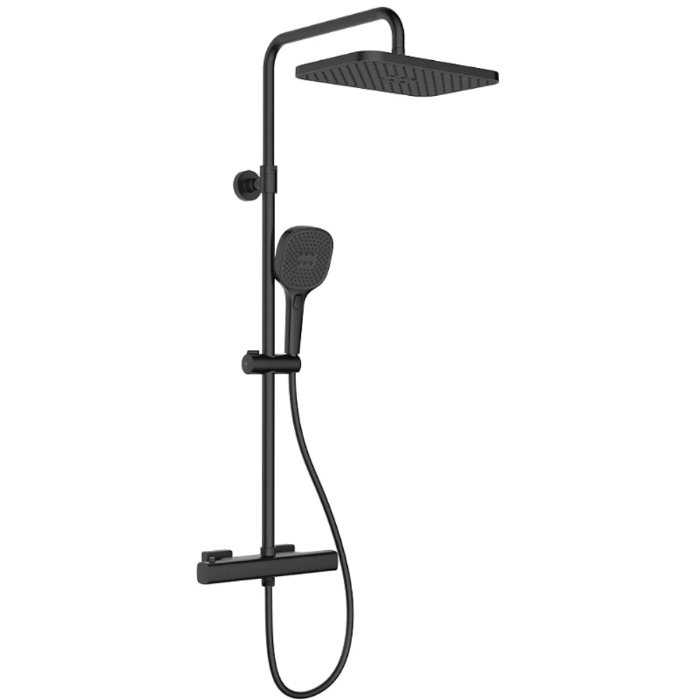 Malaga T-Bar Thermostatic Rain Shower Set – Adjustable Overhead & Hand Shower - Image 2