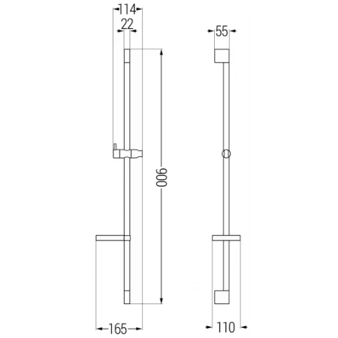 DS Shower Rail With Soap holder 900mm - Image 3