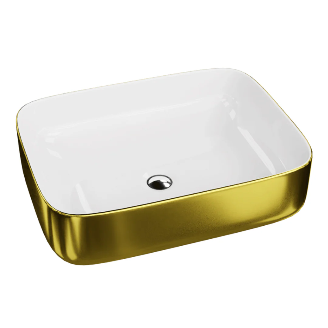 Galera Gold/White Countertop Washbasin - Image 2