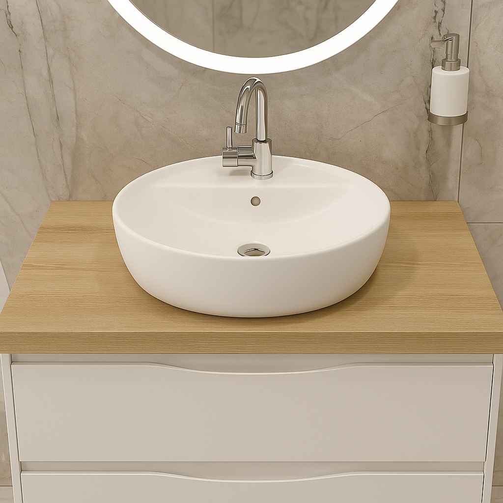 Caribe Countertop Washbasin - White