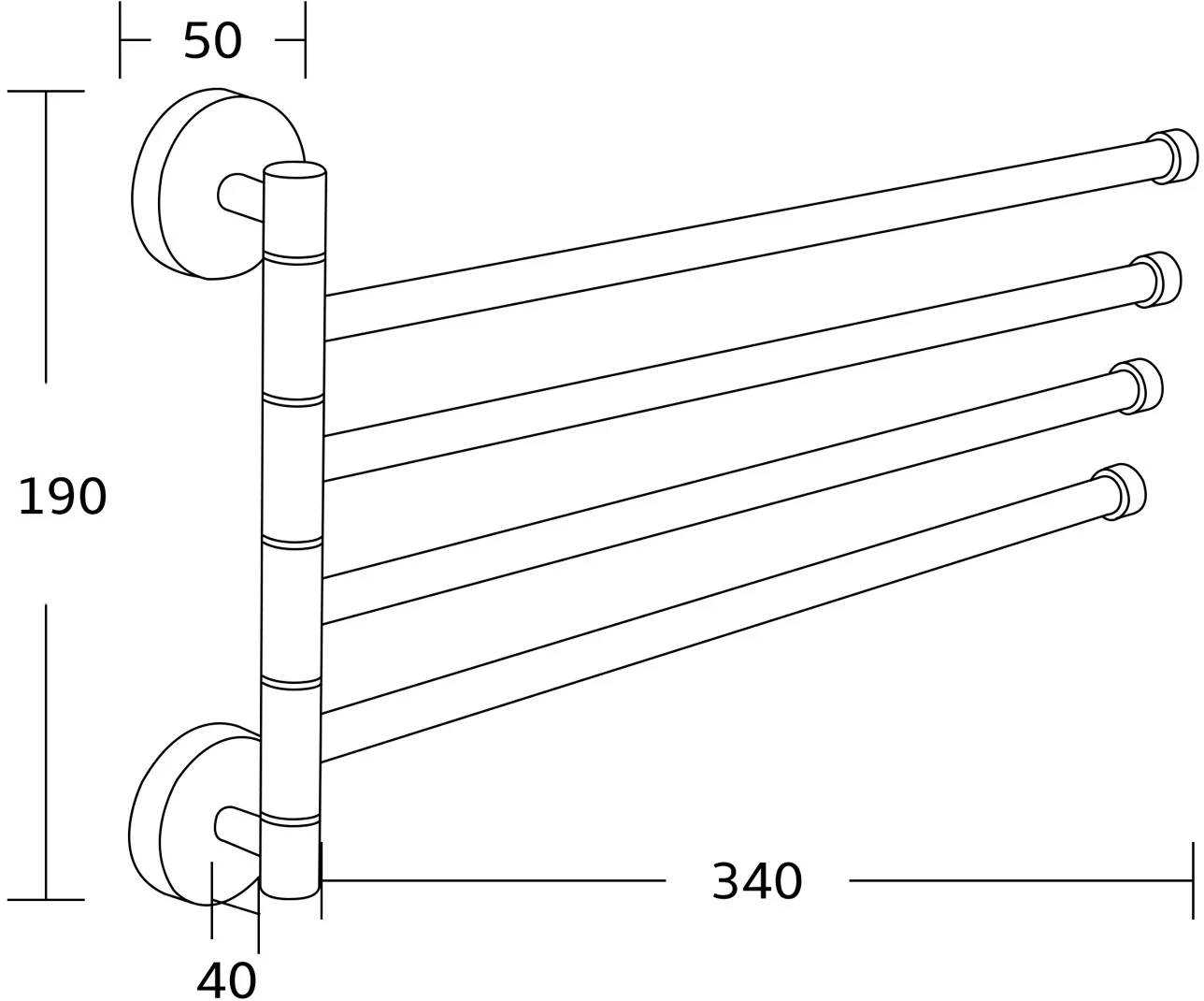 Quadruple Rotating Towel Rail - Image 4