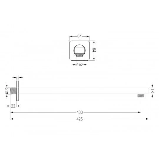 Wall Shower Arm, 400mm - Image 7