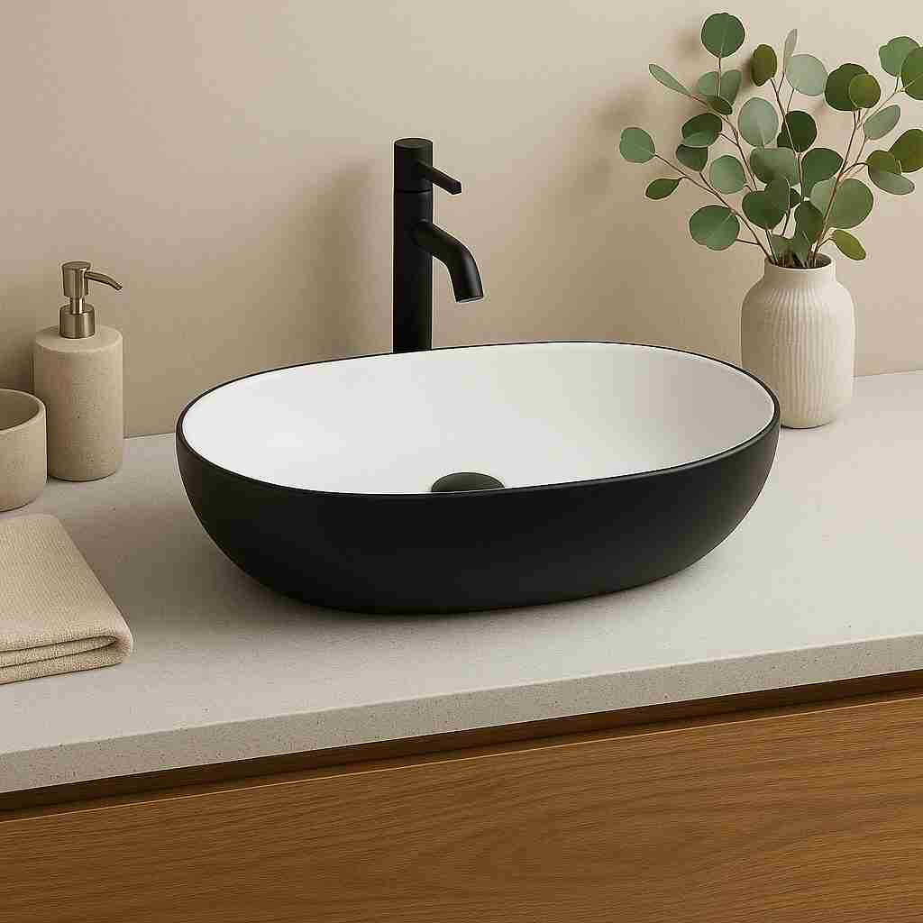 Midnight Countertop Basin - Black/White