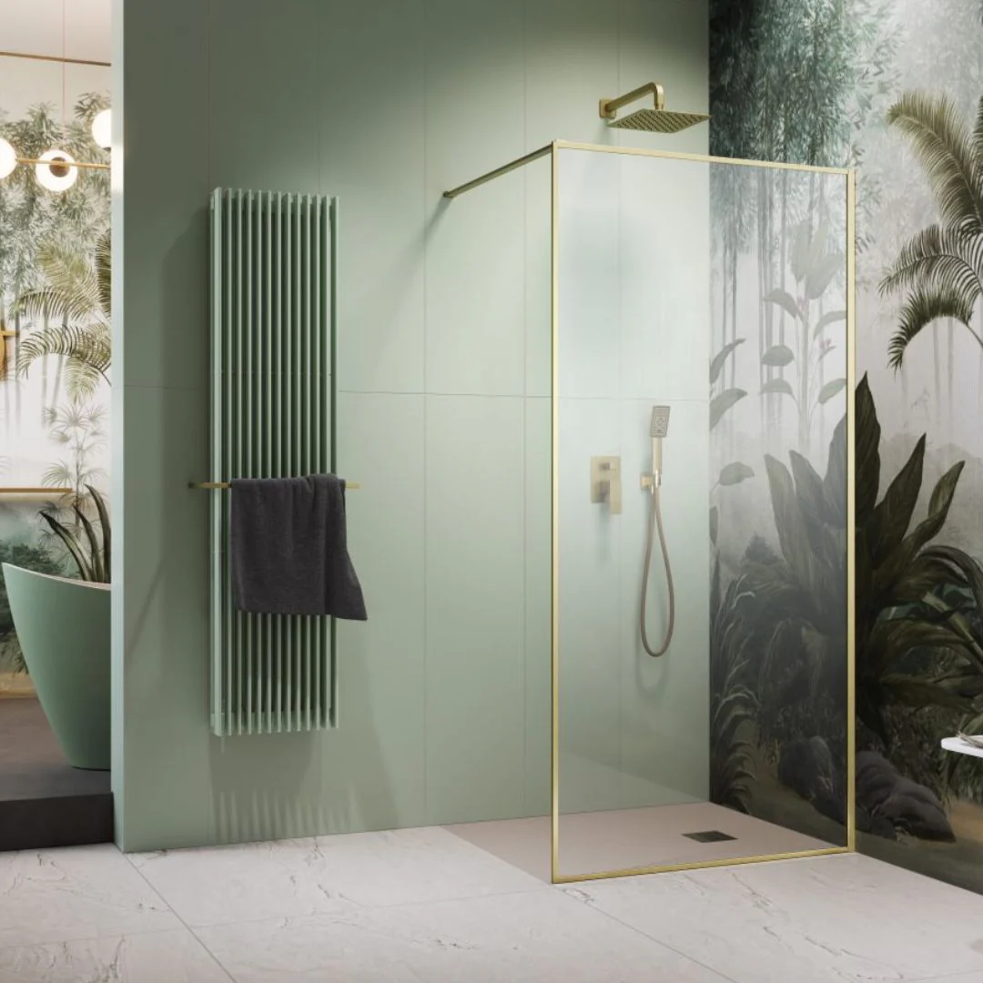 Modo F II Wetroom Screen - Brushed Gold