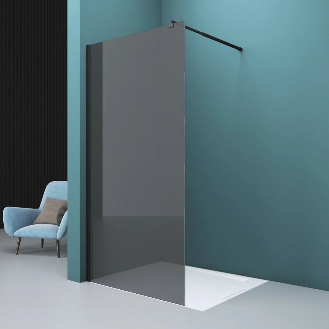 Modo 8mm Walk-In Screen Tinted Glass with Black Profiles by Radaway | Shower Screen - Image 3