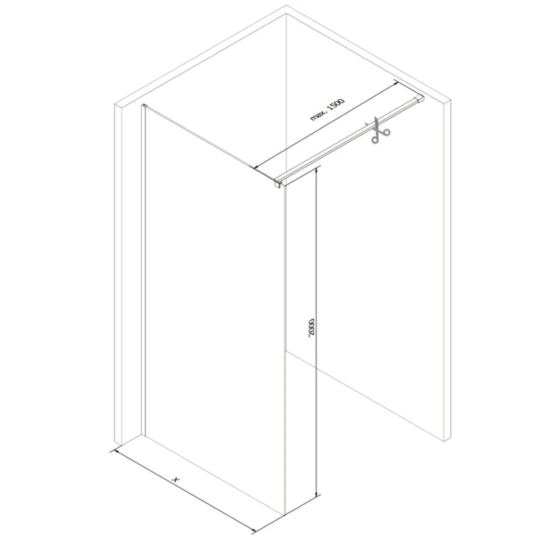 Modo 8mm Walk-In Screen Tinted Glass with Black Profiles by Radaway | Shower Screen - Image 5