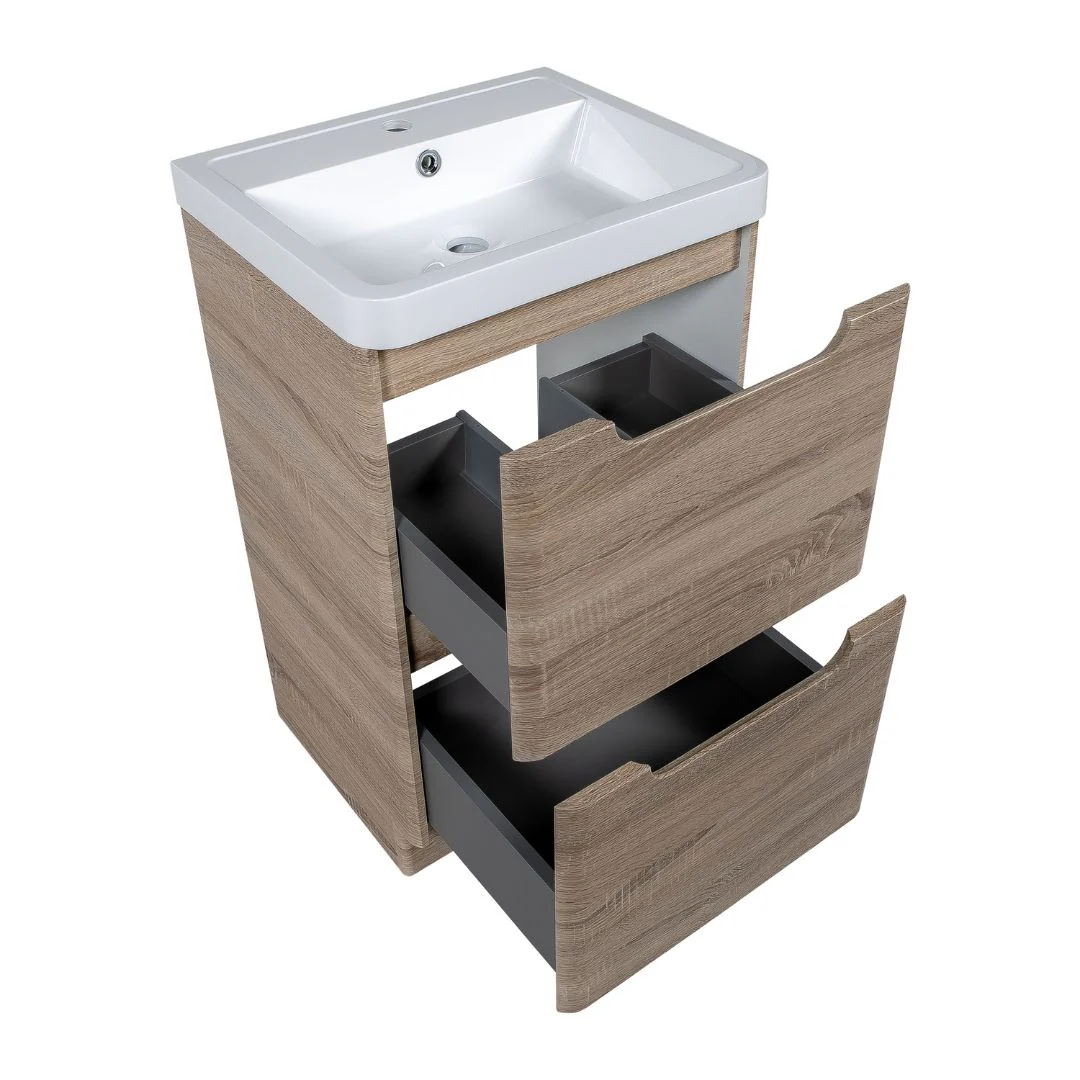 Monza Floor Standing Vanity Unit - Country Oak - Image 2