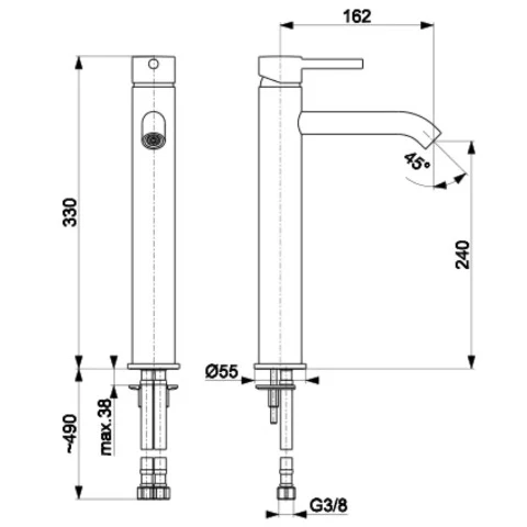 Chrome High Washbasin Mixer - Image 3